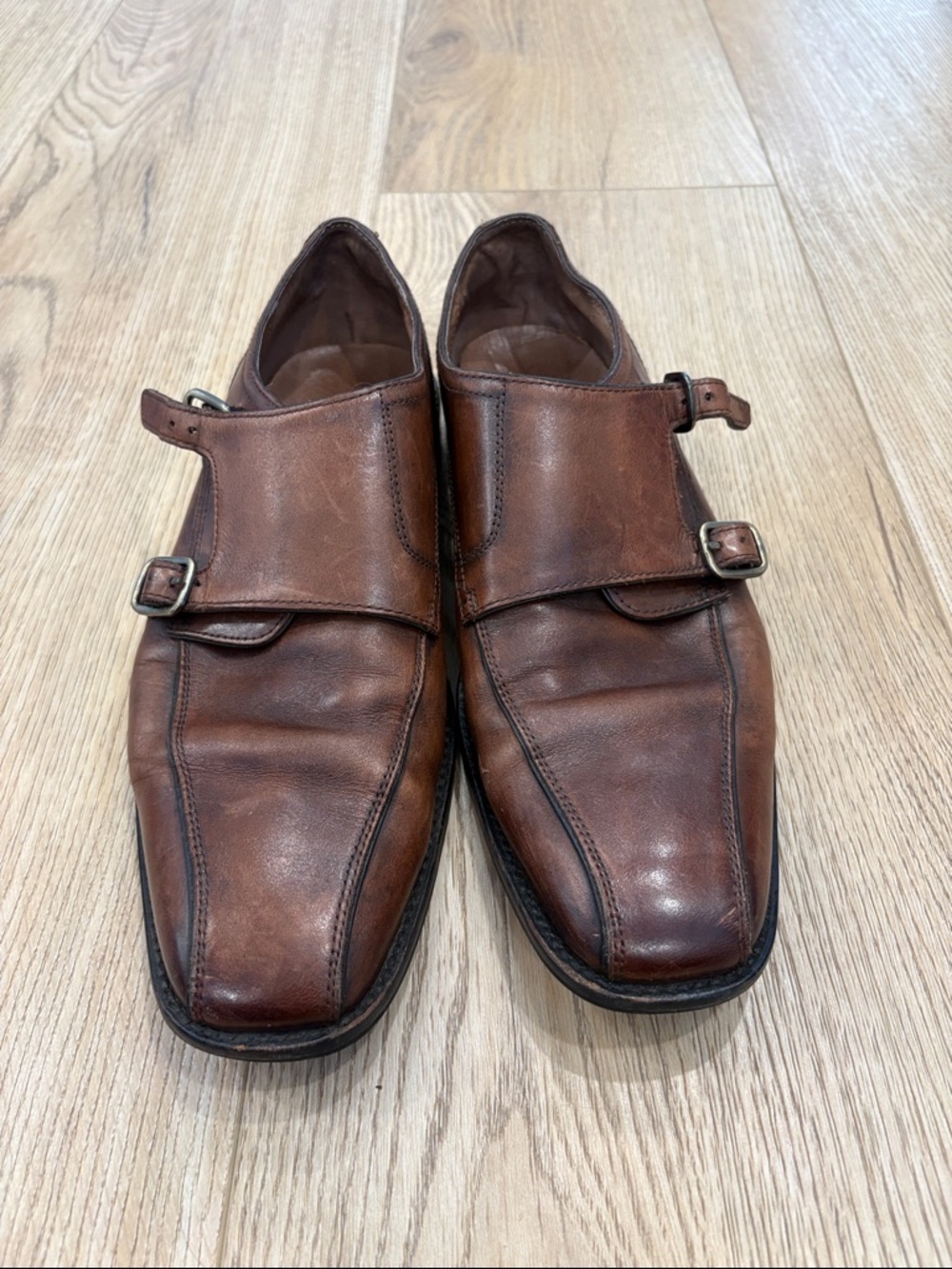 Johnston & Murphy Men's Brown Leather Double Monk Strap Dress Shoes size 9 used